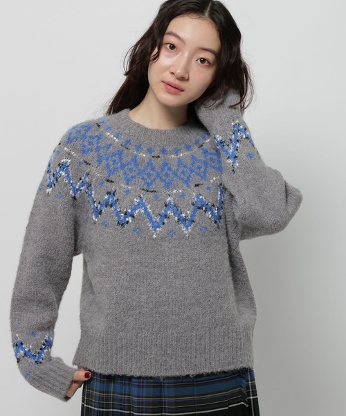 niko and（ニコアンド）の「アンゴラMIXノルディックプルオーバー