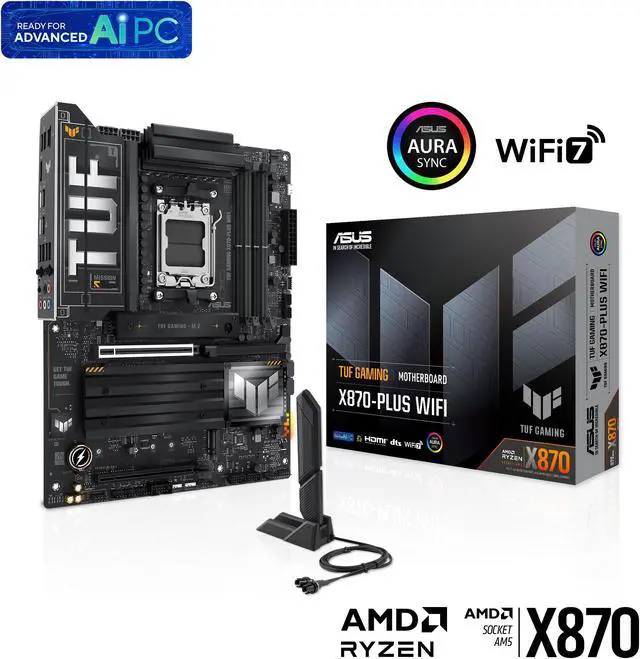 ASUS TUF GAMING X870-PLUS WIFI AMD AM5 X870 ATX motherboard, 16+2+1,