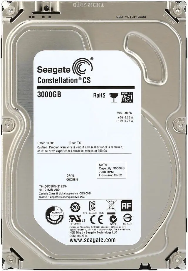 Seagate Constellation CS ST3000NC002 3TB 7200 RPM 64MB Cache SATA