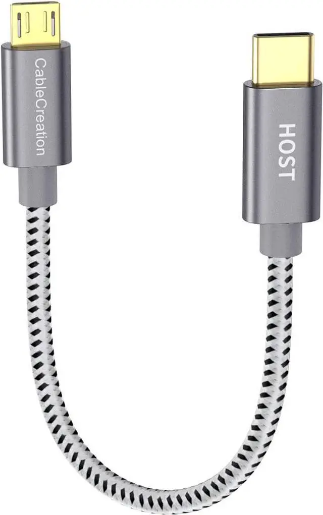 Short Micro USB to USB C Cable 0.65 FT CableCreation USB C to
