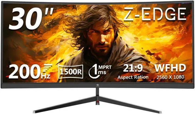 Z-EDGE 30 inch UWFHD 2560 x 1080 21:9 Ultra Wide 200 Hz 1 ms 1500R