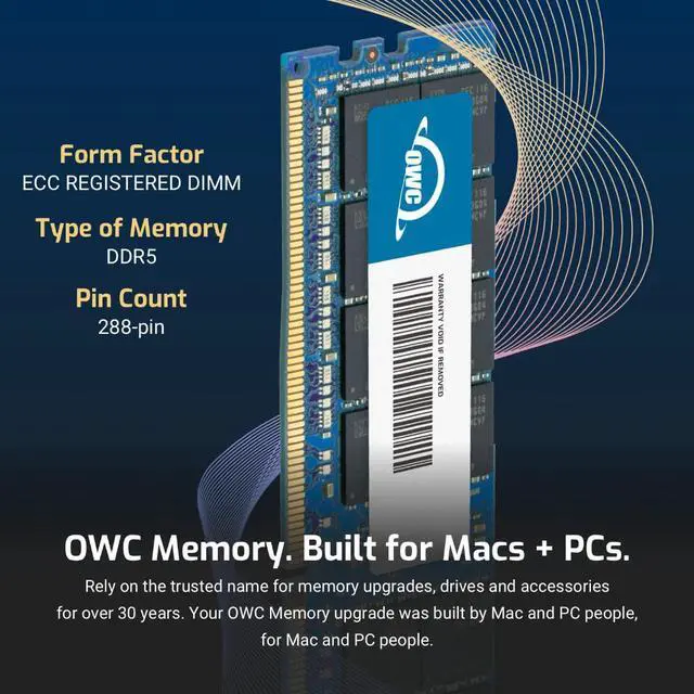 OWC 512GB (8x64GB) DDR5 5200 PC5-41600 CL42 2Rx4 288-pin 1.1V ECC