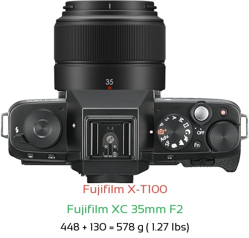Fujifilm X-T100 Camera and Fujifilm XC 35mm F2 Lens
