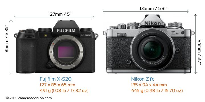 Fujifilm X-S20 vs Nikon Z fc Detailed Comparison