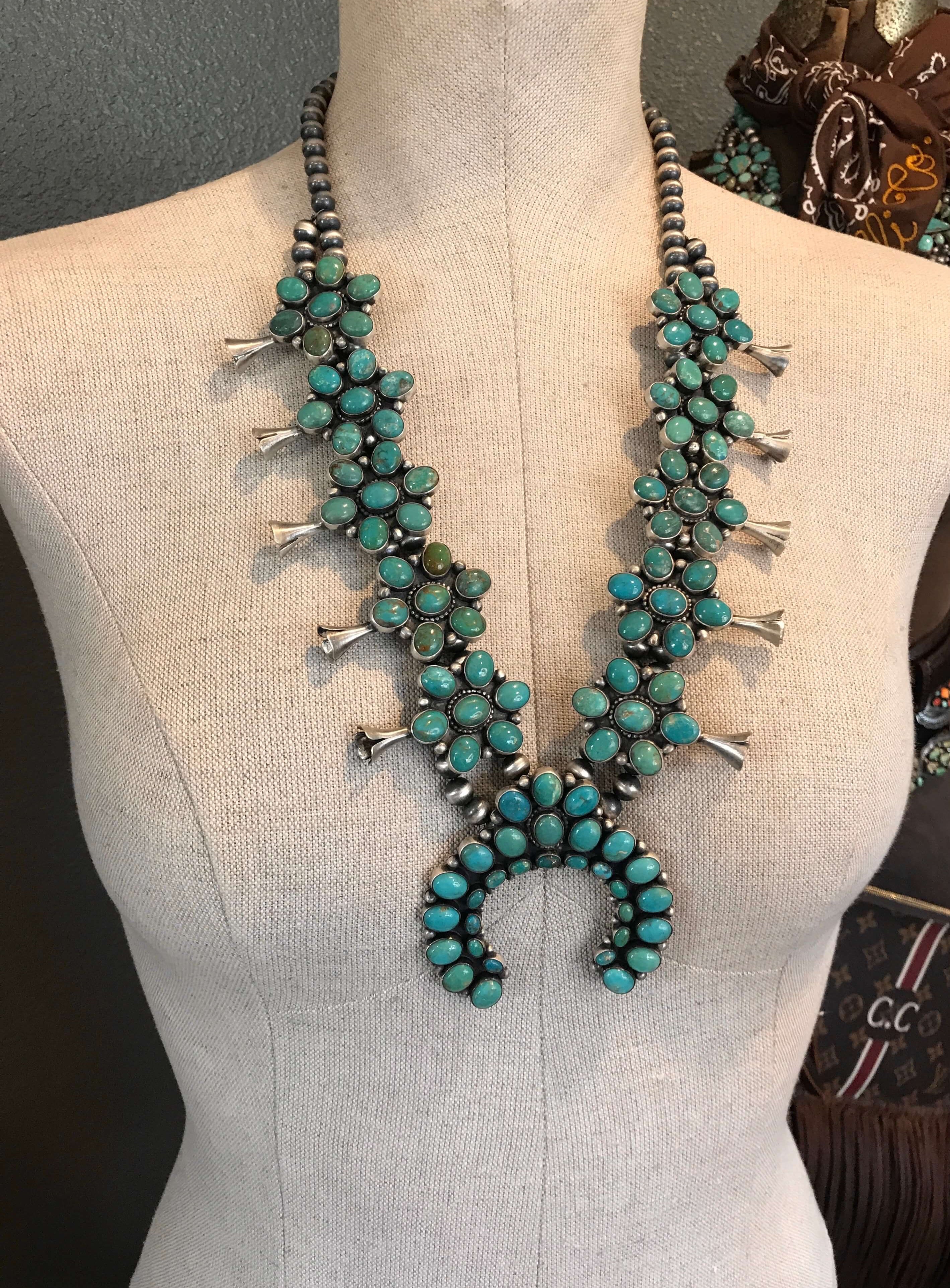 The Cusco Turquoise Squash Blossom Necklace Set – Calli Co. Silver