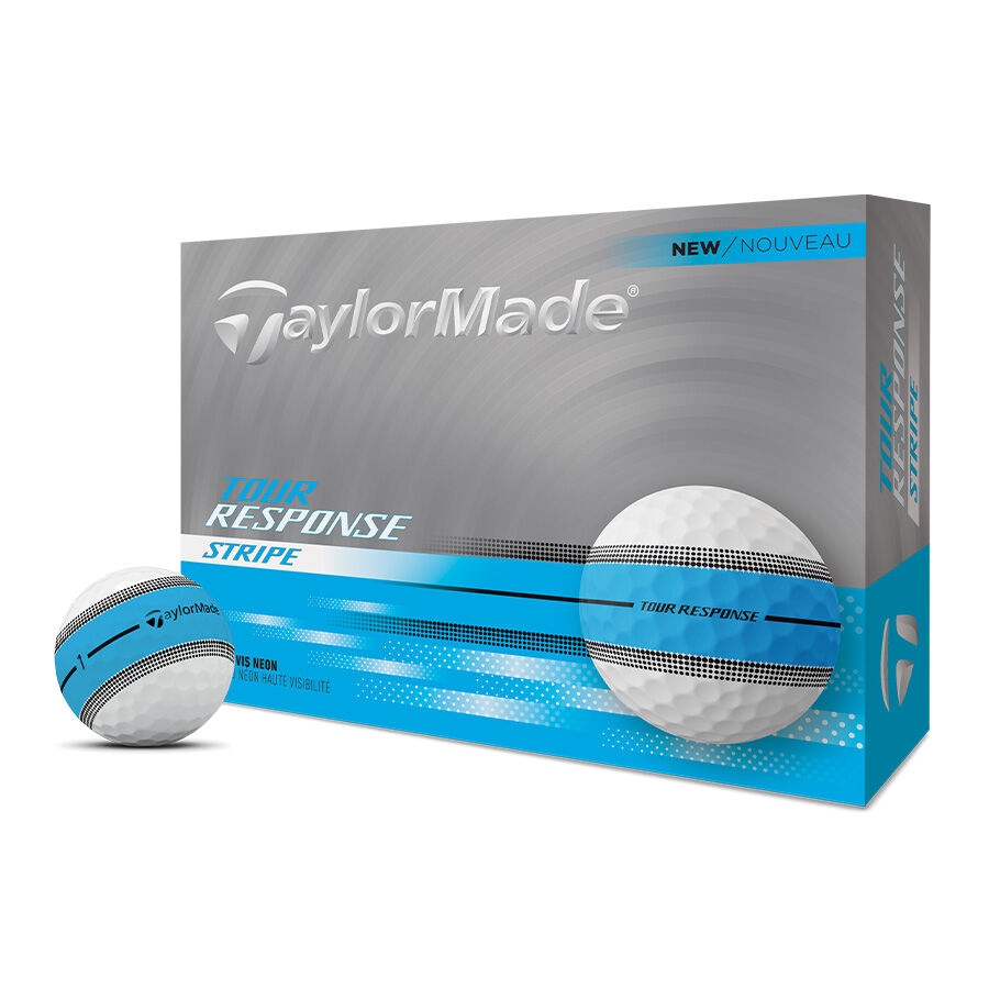 2025 TaylorMade Tour Response Stripe Golf Balls, Neon Blue
