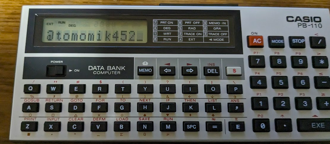 レトロPC】1984年発売のCASIO ポケットコンピューターPB-110を入手しま