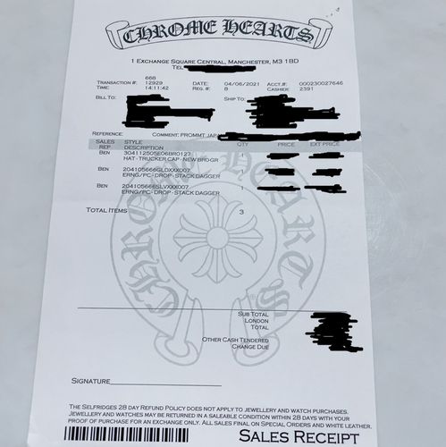 重要】クロムハーツ インボイスは店舗によりデザインが違う｜sophy