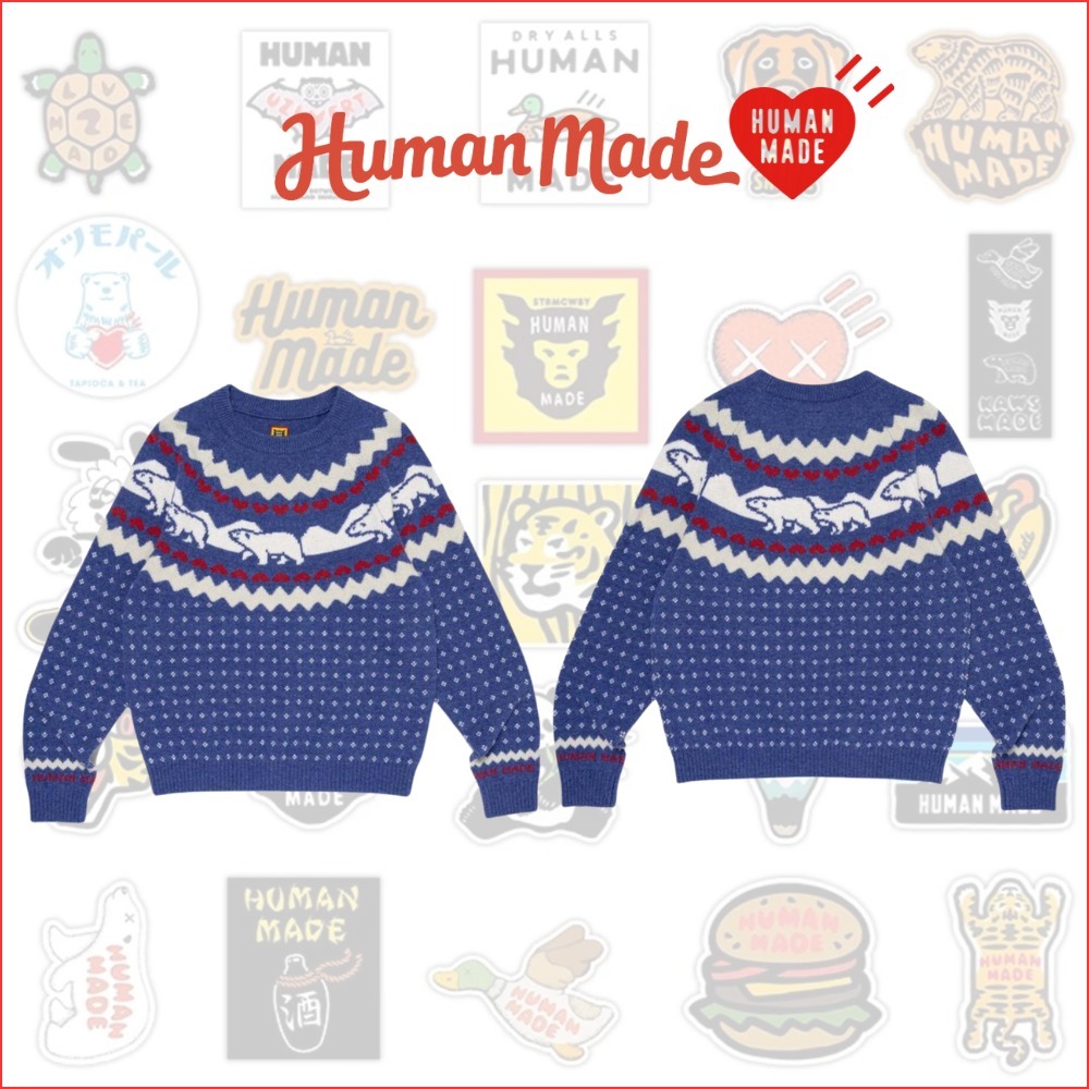 HUMAN MADE】ヒューマンメイド ニットセーター 白クマ ブルー (HUMAN