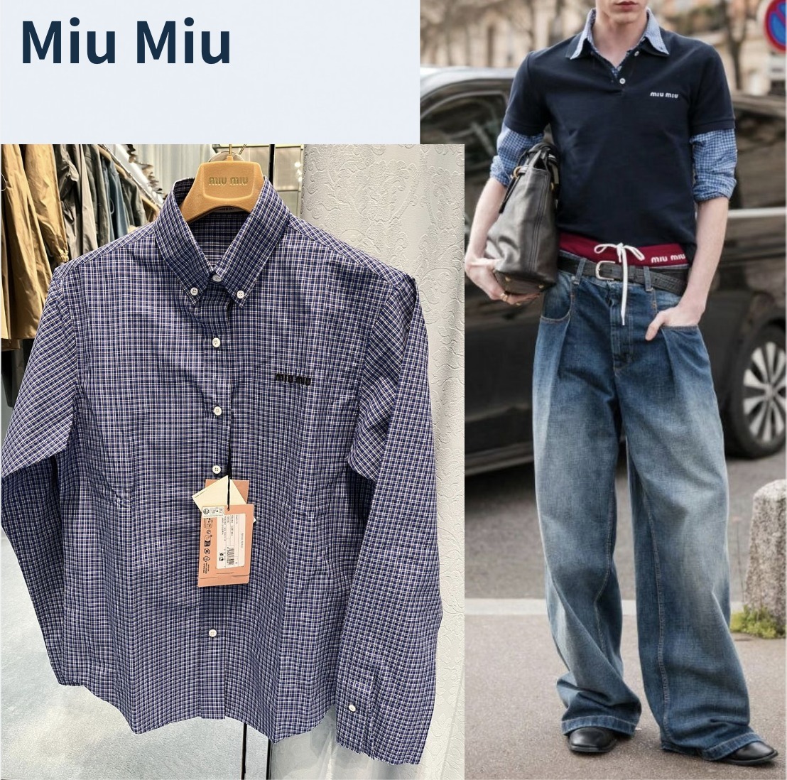 重ね着も☆FROM THE RUNWAY☆Miu Miu☆チェック シャツ (MiuMiu/シャツ