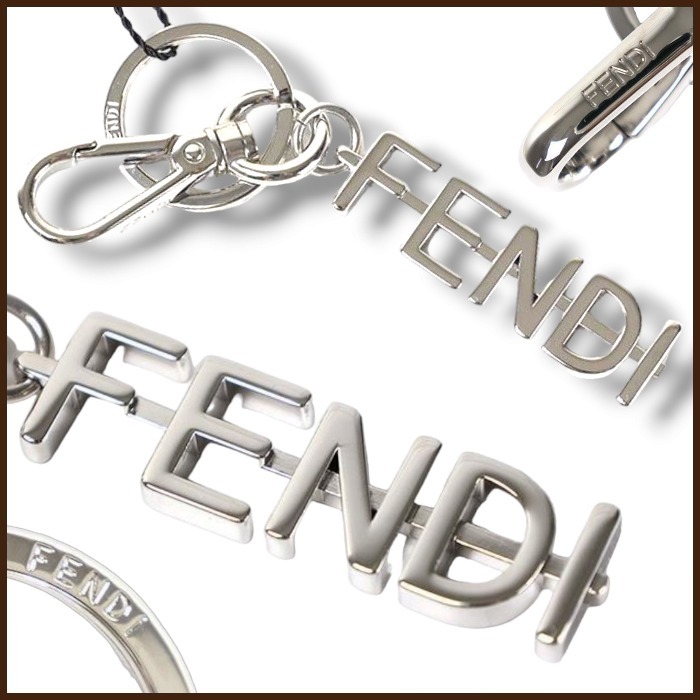 FENDI キーホルダー/キーリング シルバー カナビラ Fendigraphy (FENDI