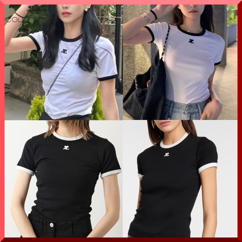 TWICE モモ愛用【Courreges】半袖リンガーTシャツ 関税/送料込