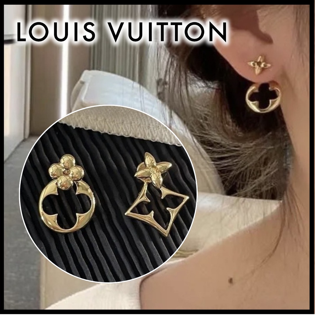 左右違うチャーム♪】ルイヴィトン ピアス LVフラワーグラム (Louis