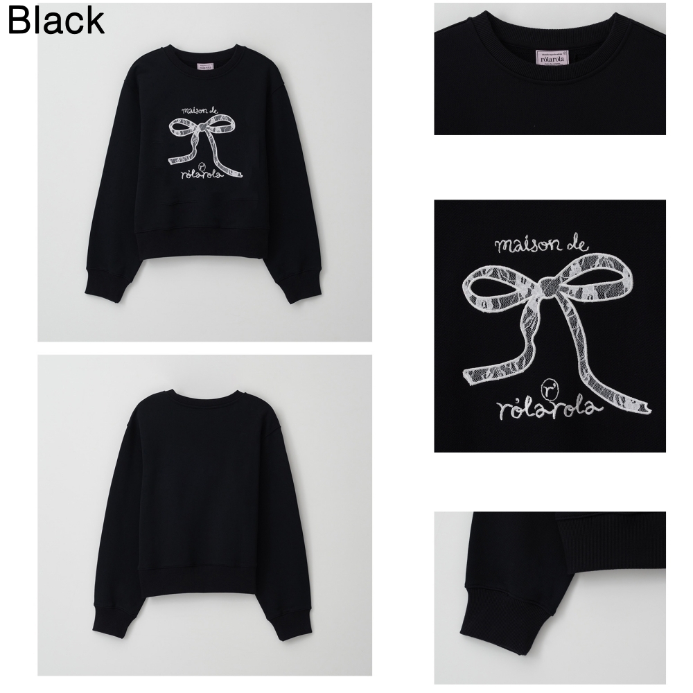 rolarola】24FALL☆LACE RIBBON SWEATSHIRT (S，M)