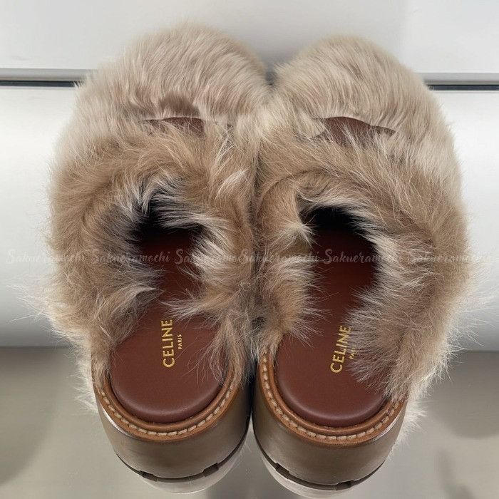 CELINE】lady'sもこもこファー♡トリオンフ サボサンダル (CELINE