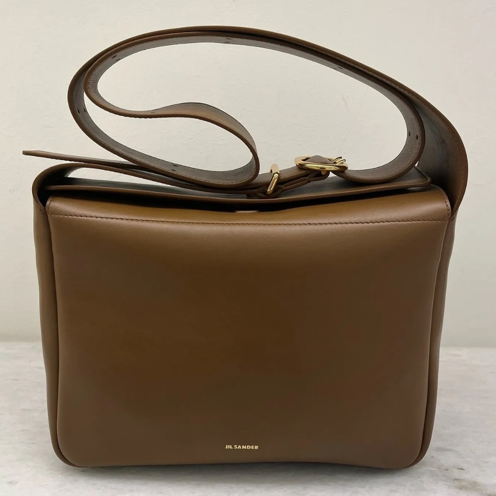 関税込 上品 ジルサンダー ショルダーバッグ フラップ ブラウンの通販
