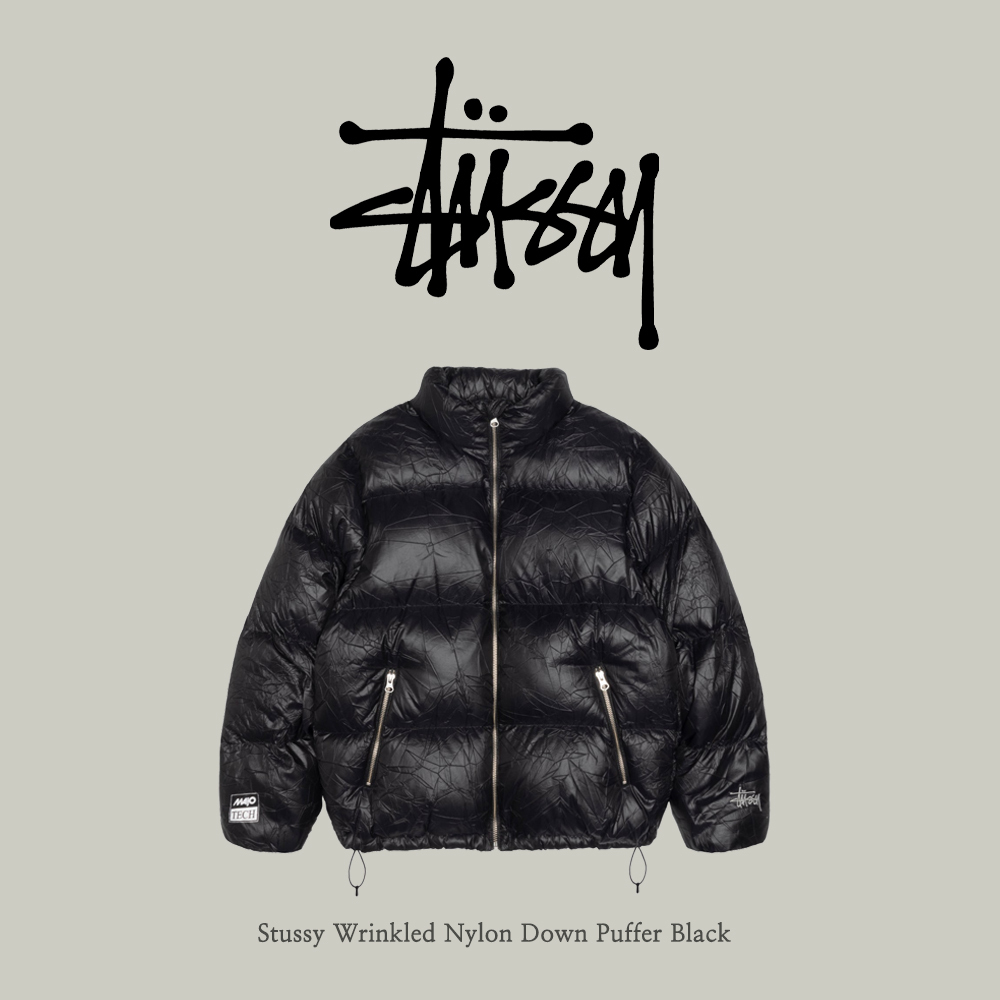 Stussy】 Stussy Wrinkled Nylon Down Puffer Black (STUSSY/ダウン