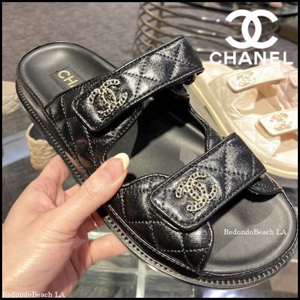 シャネル サンダル ミュール ココマーク キャンバス ブラック オレンジ