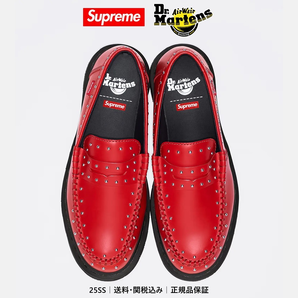 Dr. Martens x Supreme】Studded Penton Loafers Red - 25SS (Supreme
