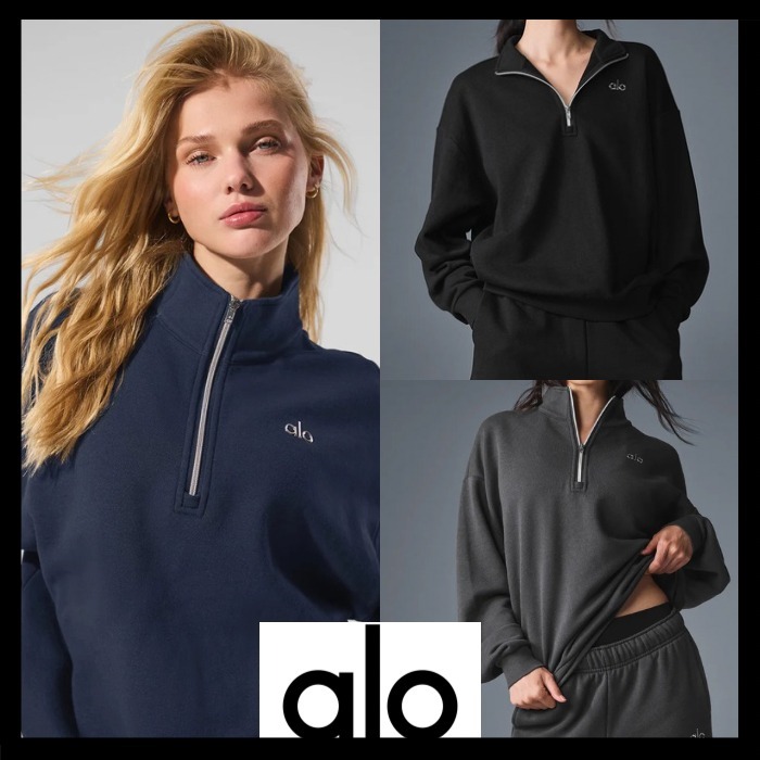 大人気 海外セレブ愛用【alo】ジップ プルオーバー トップス (ALO Yoga