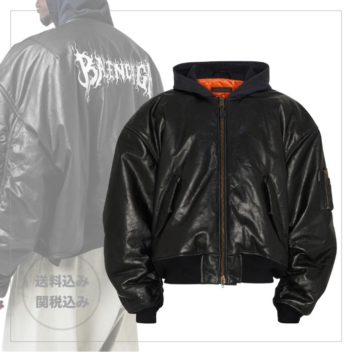 BALENCIAGA】ブルスキン ロゴ フード付き ボンバージャケット