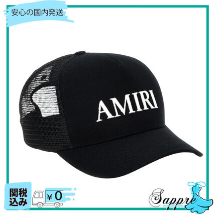 AMIRI ロゴ Curved Peak ベースボール メッシュ キャップ 黒 (AMIRI