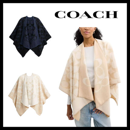 ブラック（黒）系 Coach(コーチ) ポンチョ・ケープ(レディース