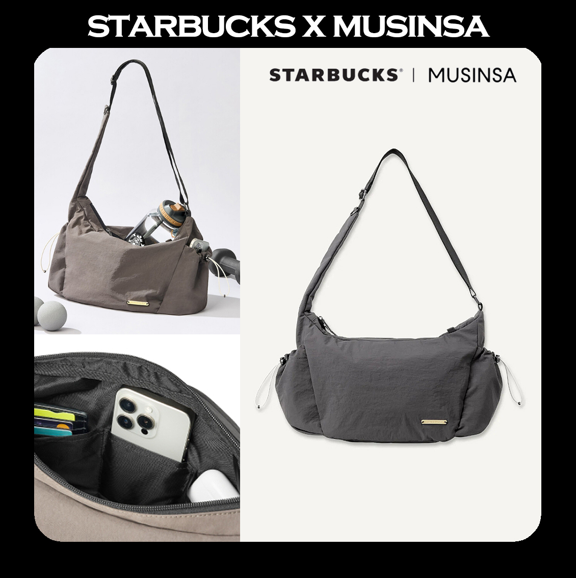 韓国スタバ x MUSINSA] 2025 Sporty Nylon Cross Bag (Starbucks