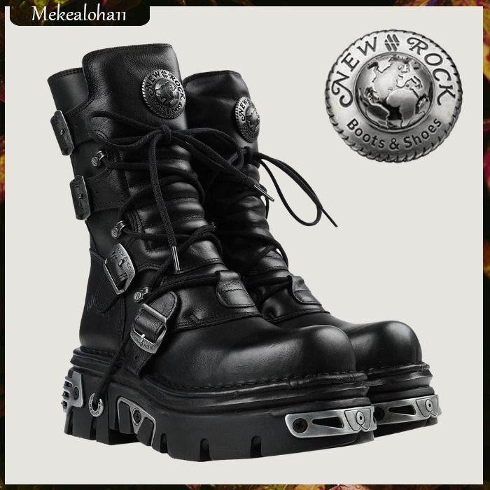 New Rock☆レースアップスタイル ショートブーツ ブラック (NEWROCK