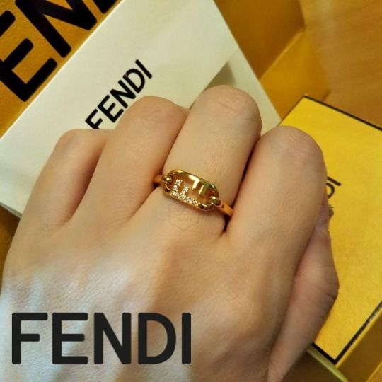 国内即発 FENDI オーロック リング クリスタル ブロンズ (FENDI/指輪
