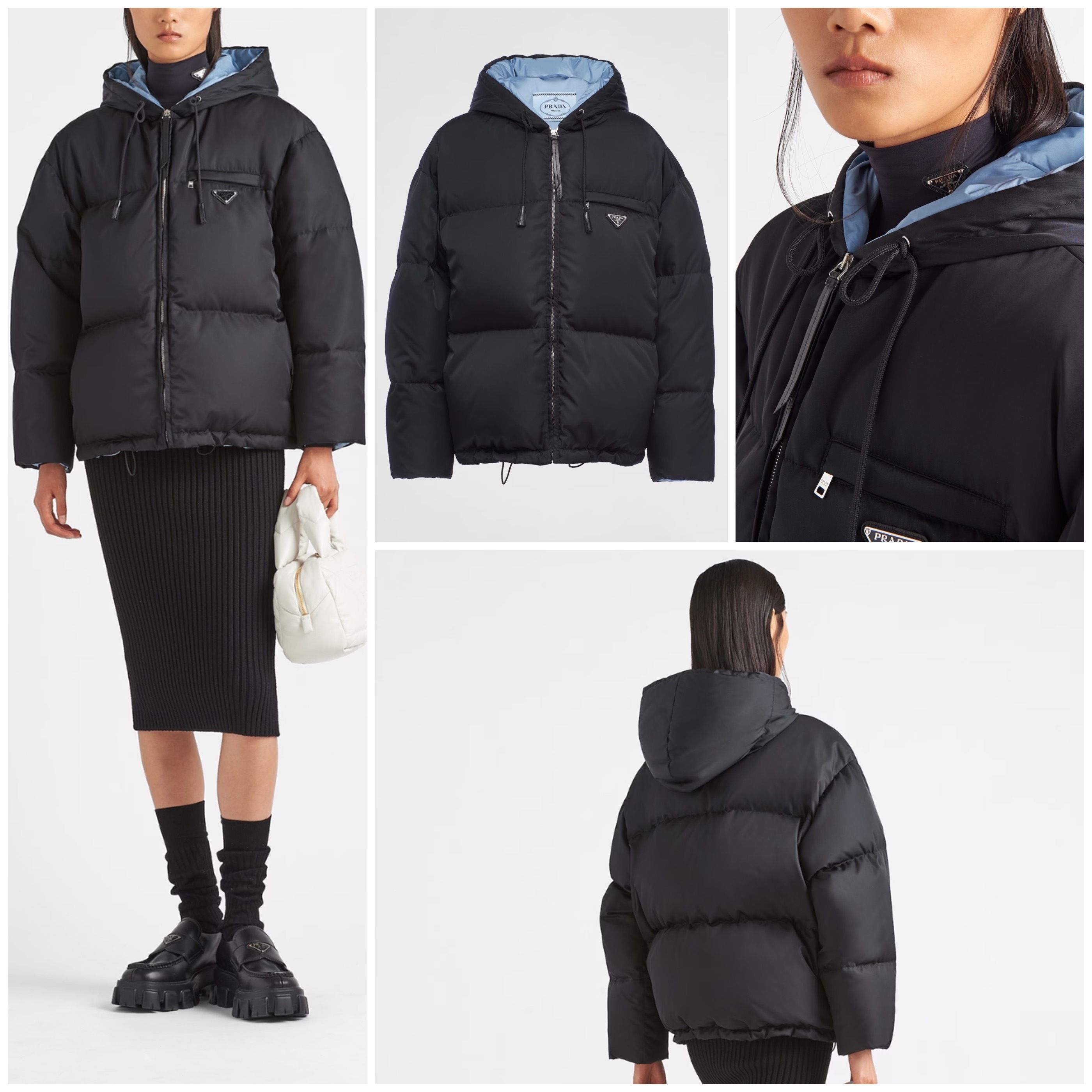 PRADA【入手困難】Re-Nylon☆Gabardine フードダウンジャケット (PRADA