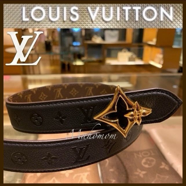 Louis vuitton☆上質 レザー ベルトフラワーグラム リバーシブル