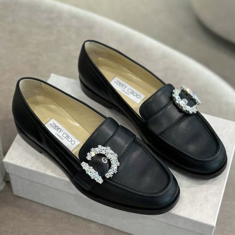 ジミーチュウ Cheri キラキラ ビジュー ローファー (Jimmy Choo