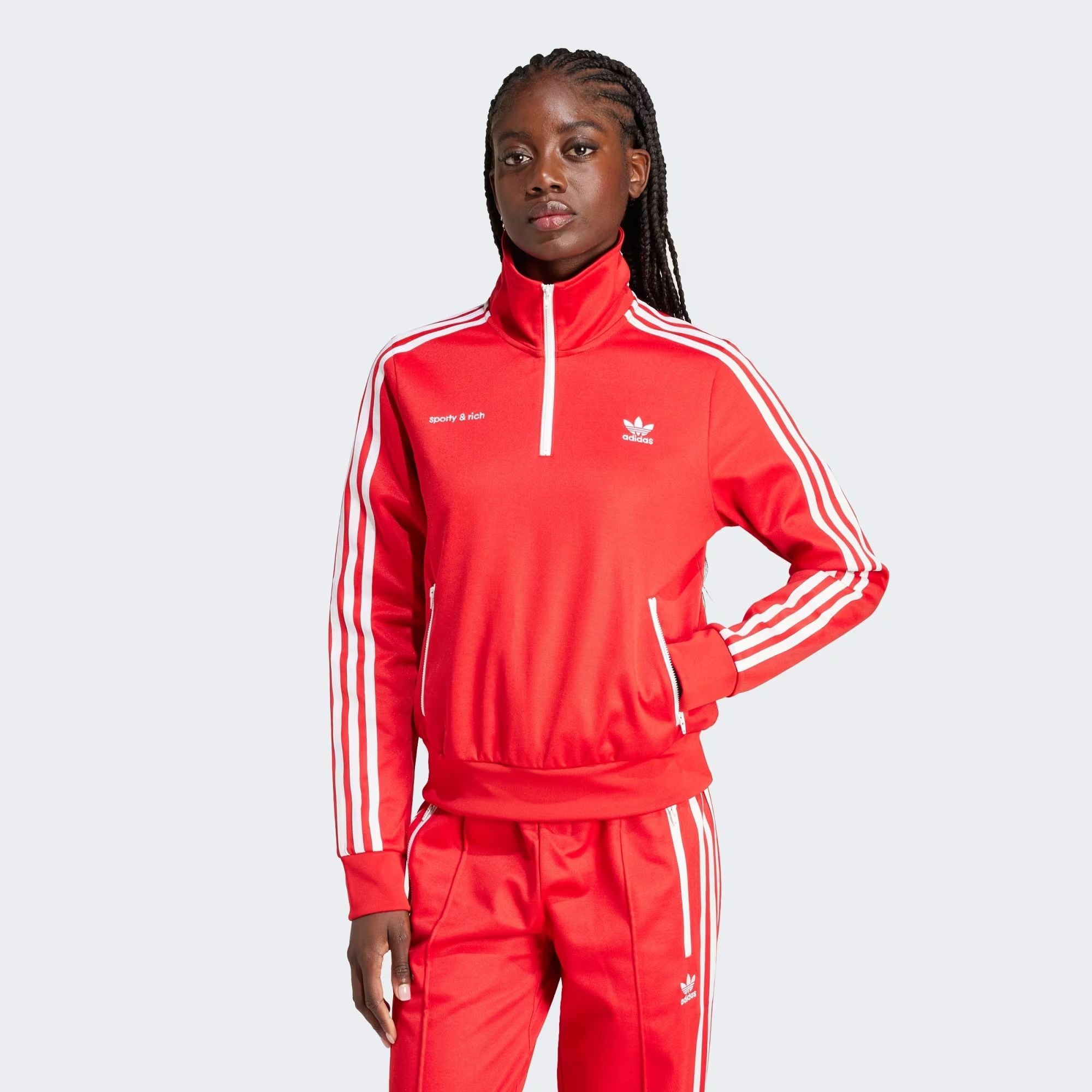 ☆adidas x Sporty&Rich☆ハーフジップスウェット☆レッド☆ (adidas
