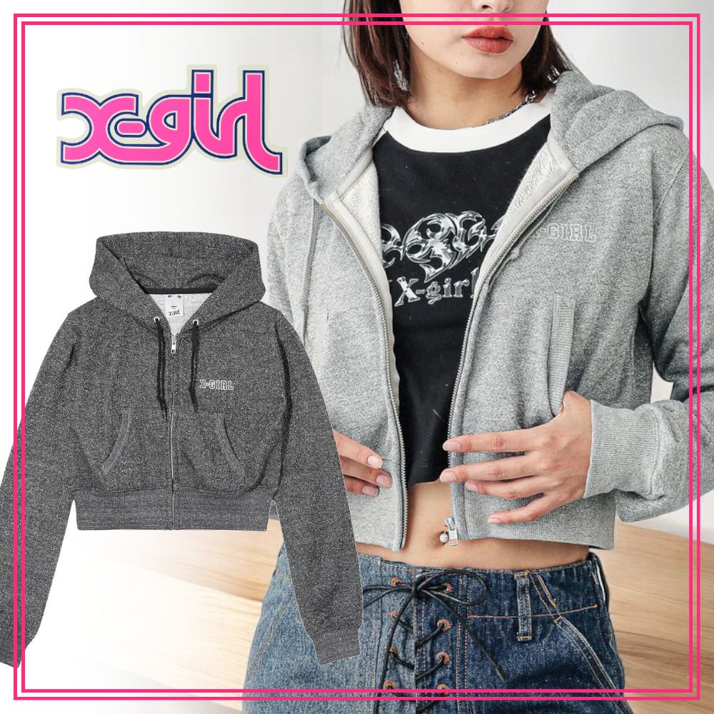 早い者勝ち X-girl GLITTER SWEAT ZIP UP TOP 着回し力抜群 (X-girl