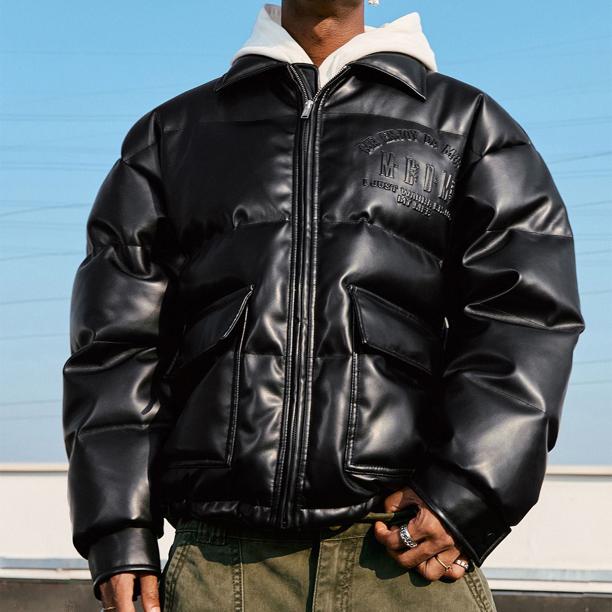 MEDM ミスターエンジョイダマネー レザー ダウン ジャケット (MR