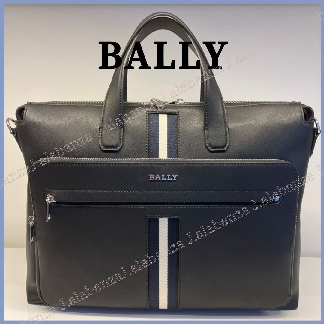 バリー☆ HAIES.O Ballyストライプロゴ ビジネスバッグ (BALLY