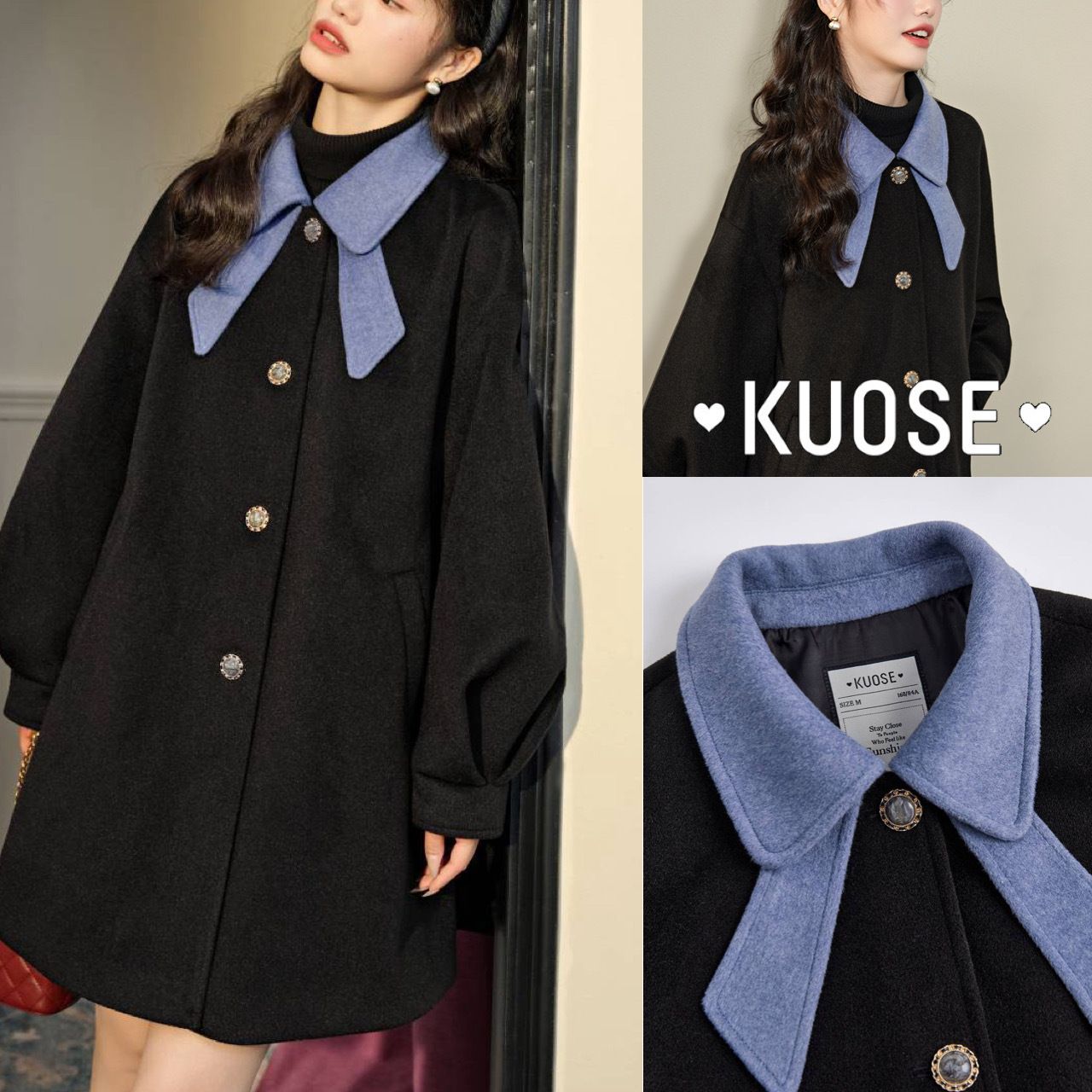 直営品【KUOSE】韓国ブランド リボンカラーコート 関税込 (KUOSE