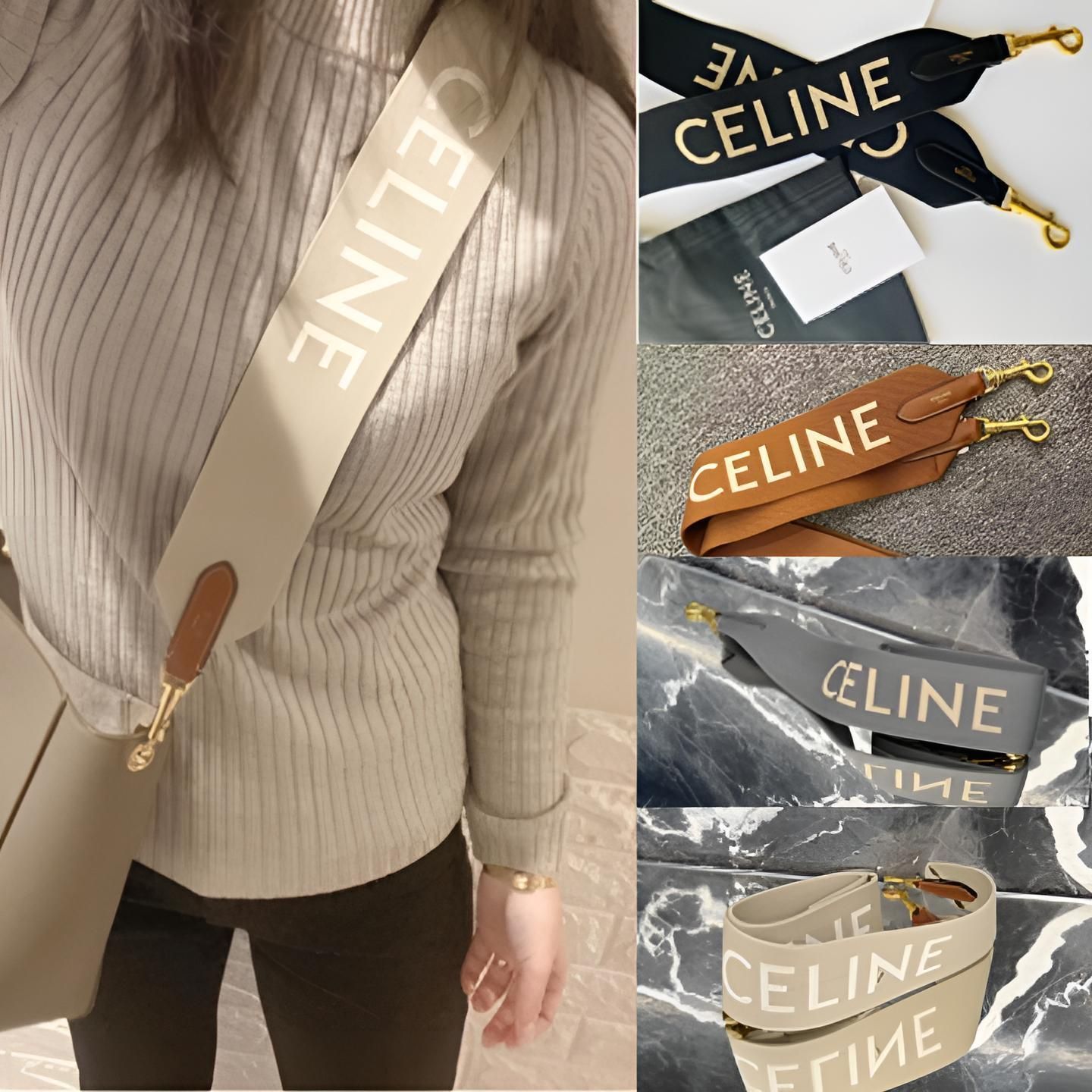 ロゴが可愛い♪【CELINE】ロング バッグストラップ/ ウール (CELINE