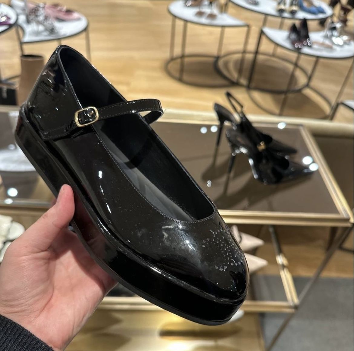 厚底で足長 CELINE クララ ウェッジ メリージェーン バレリーナ