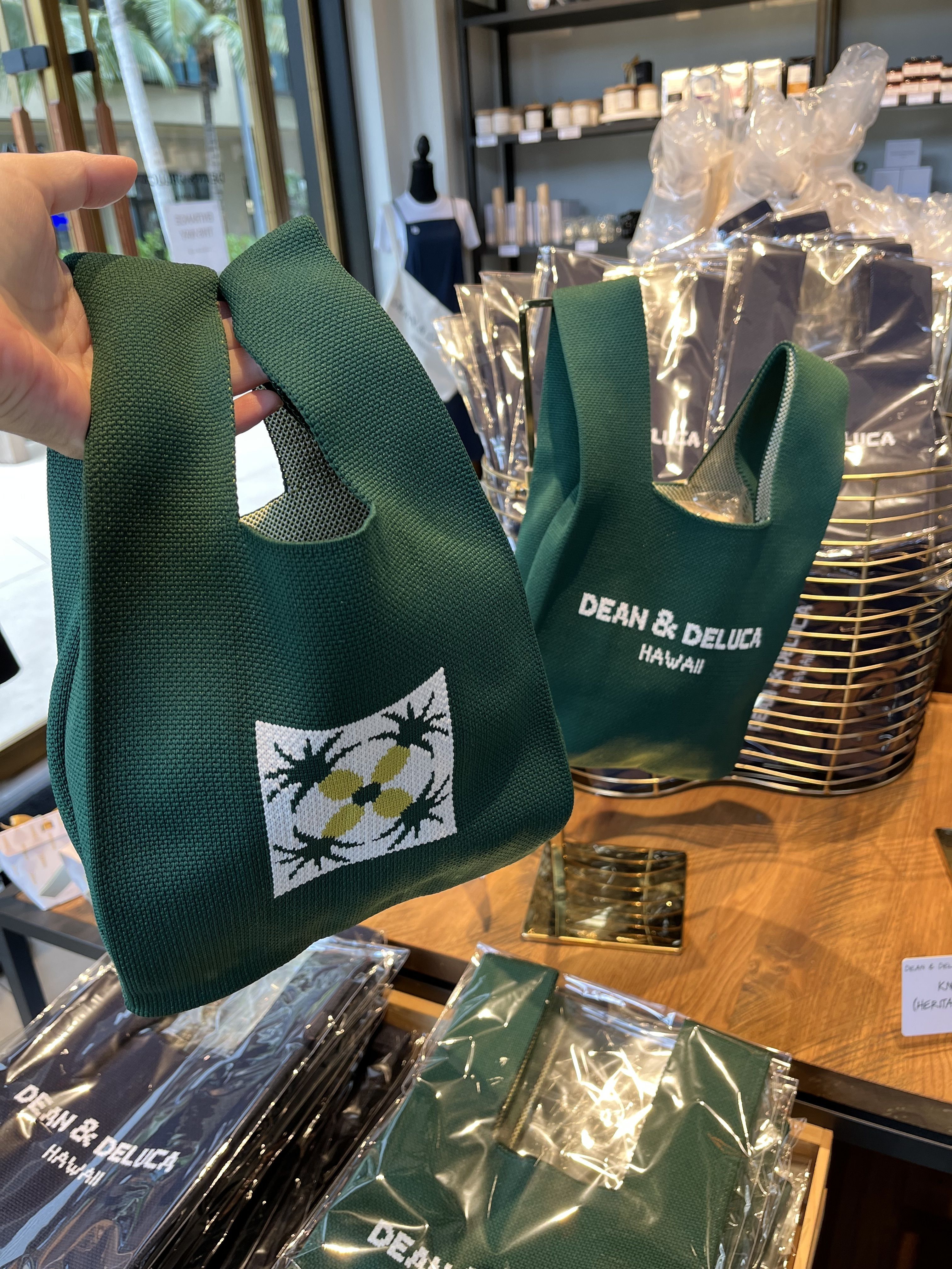 DEAN＆DELUCAハワイ☆カカアコ店限定 ニットバッグ 緑/Pineapple