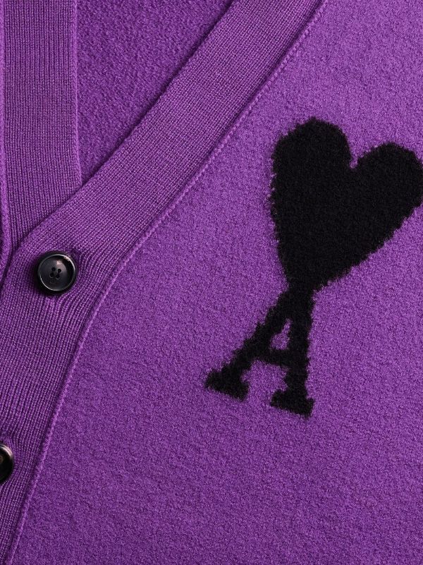 AMI Paris Ami De Coeur カーディガン | パープル | FARFETCH JP