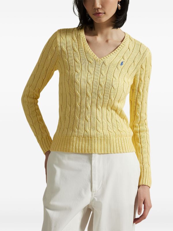 Polo Ralph Lauren ケーブルニット Vネックセーター | イエロー