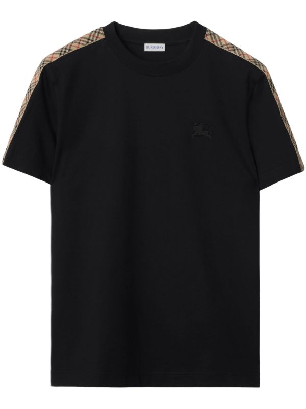 Burberry checkered-trim Cotton T-shirt | Black | FARFETCH
