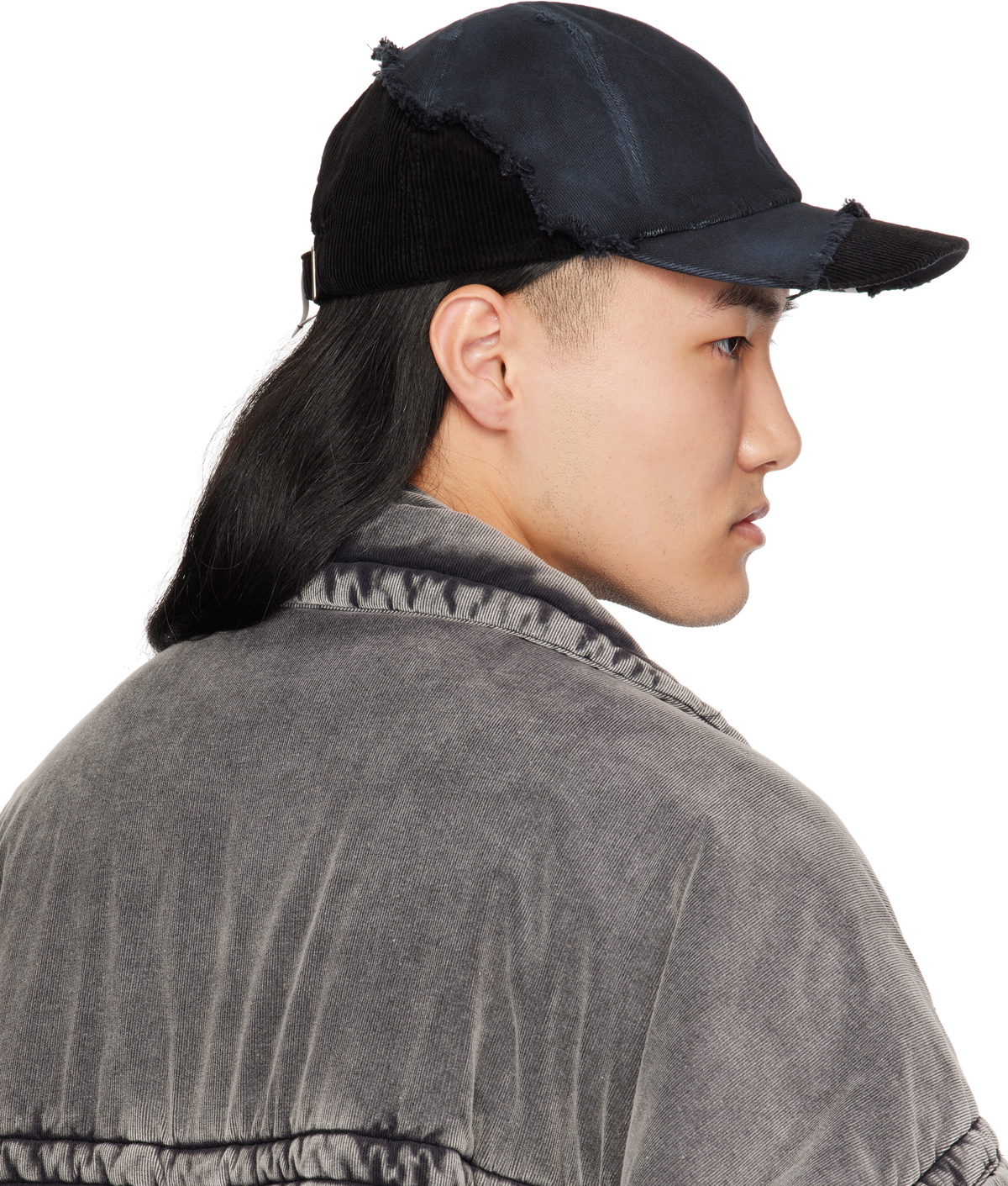 Maison MIHARA YASUHIRO Black Crushed Detail Cap Maison MIHARA YASUHIRO