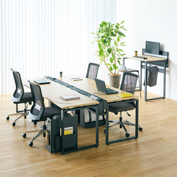 Ceha プレノデスクシステム 平机 引出し無し オーク天板/ブラック脚 幅