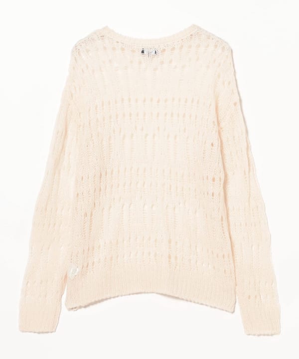 BEAMS 3 gauge crochet crew neck knit (tops BEAMS knitwear