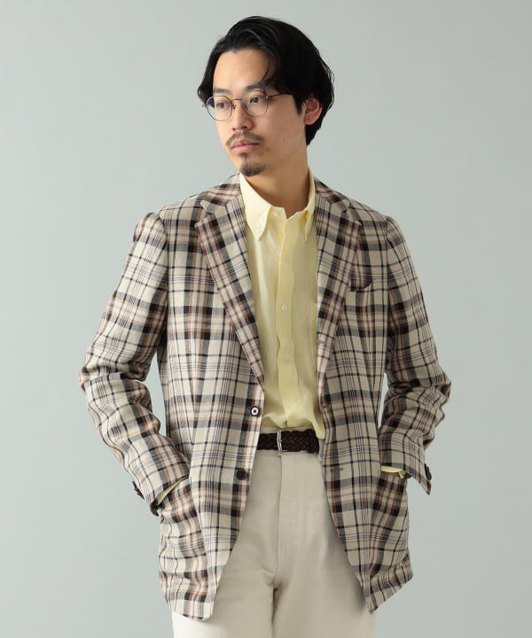BEAMS F（ビームスF）EASY MARZOTTO リネン チェック ジャケット