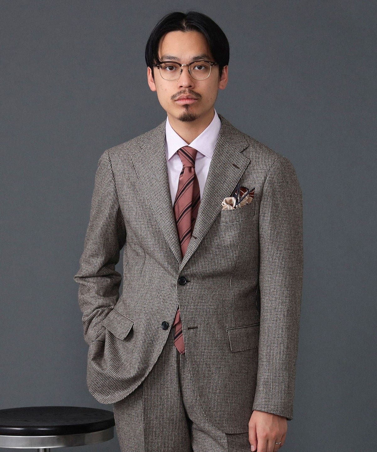 used】beams f イタリア製 スーツ セットアップ ブラウン チェック 10