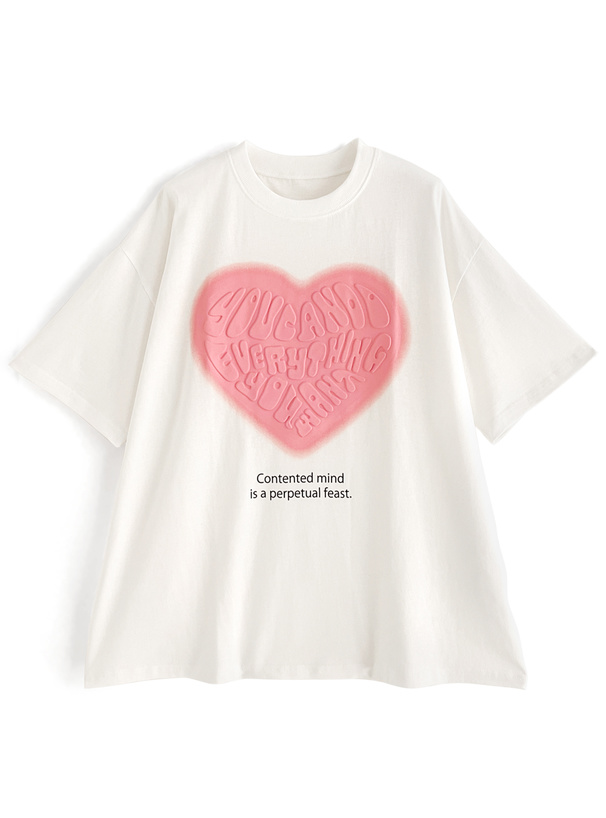 ハートエンボス加工Tシャツ[cc31] | レディースファッション通販の